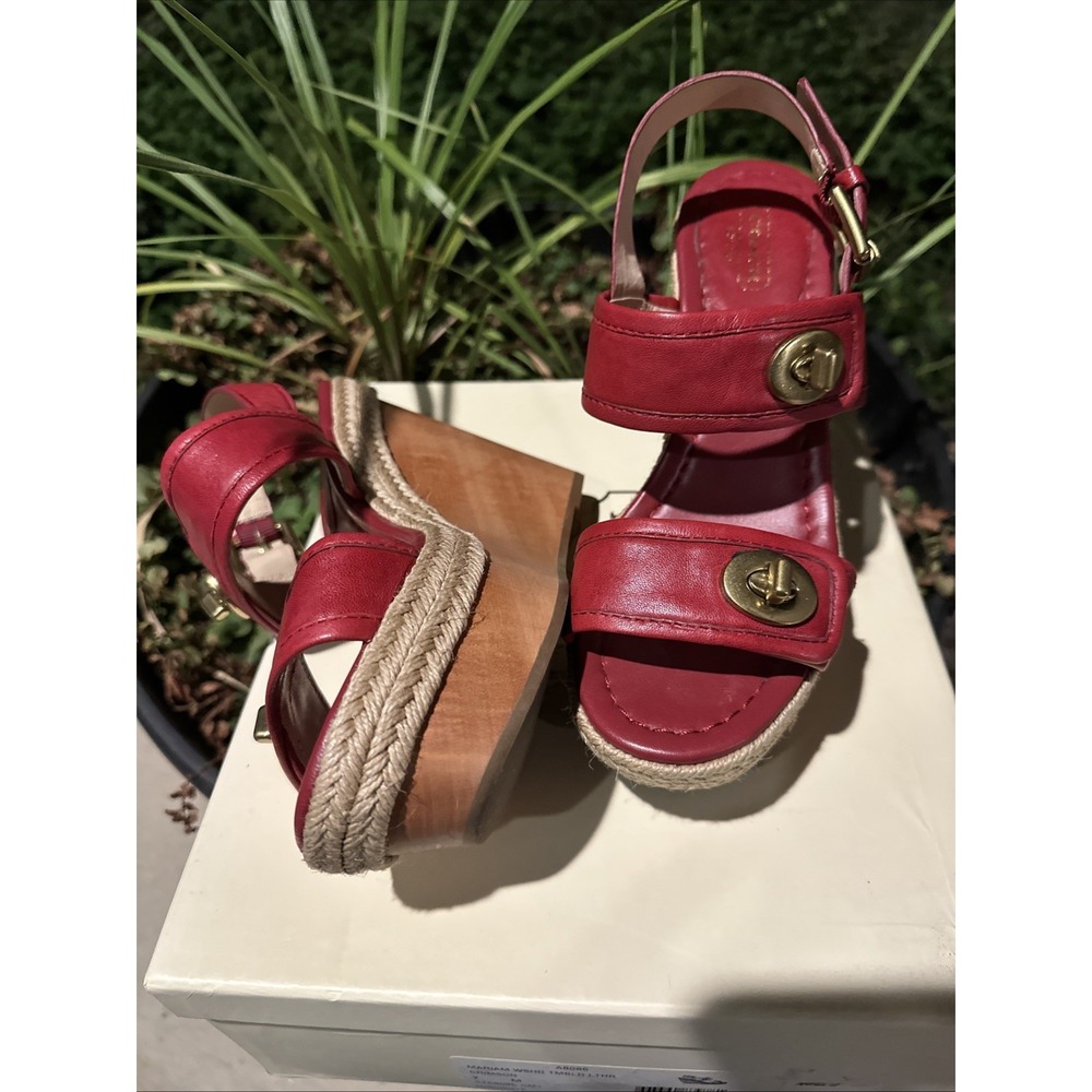 Coach Y2K Mariam Washed Tumbled Leather Crimson Wedge Turlock Hardware 7M - Picture 11 of 11